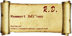 Remmert Dénes névjegykártya